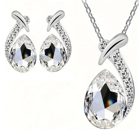 Exquisite Mermaid Necklace & Matching Earrings Jewelry Set 925 Sterling Silver - Picture 1 of 2